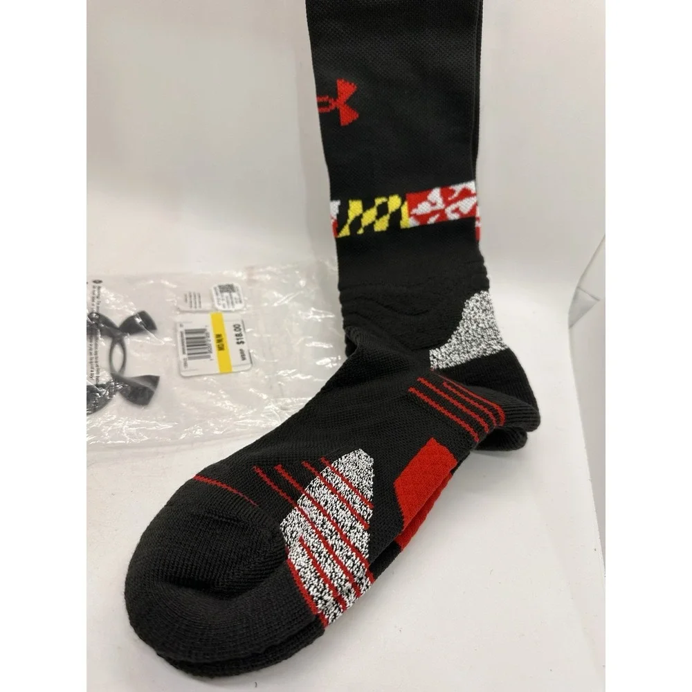 Under Armour Maryland Flag Over The Calf Soccer‎ Socks Black Red Size M NWT